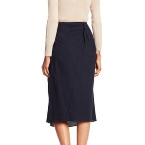 Vince Dresses & Skirts - Vince Twist-Front A-Line Midi Cotton Skirt Blue Sz 4